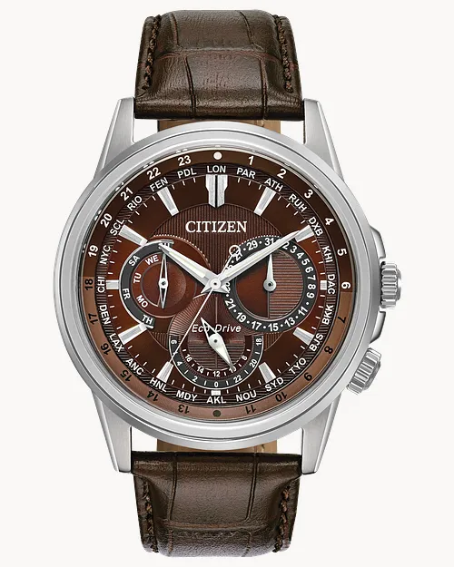 シチズン CITIZEN Eco-Drive Calendrier - Men's Eco-Drive BU2020-29X Brown Leather Watch