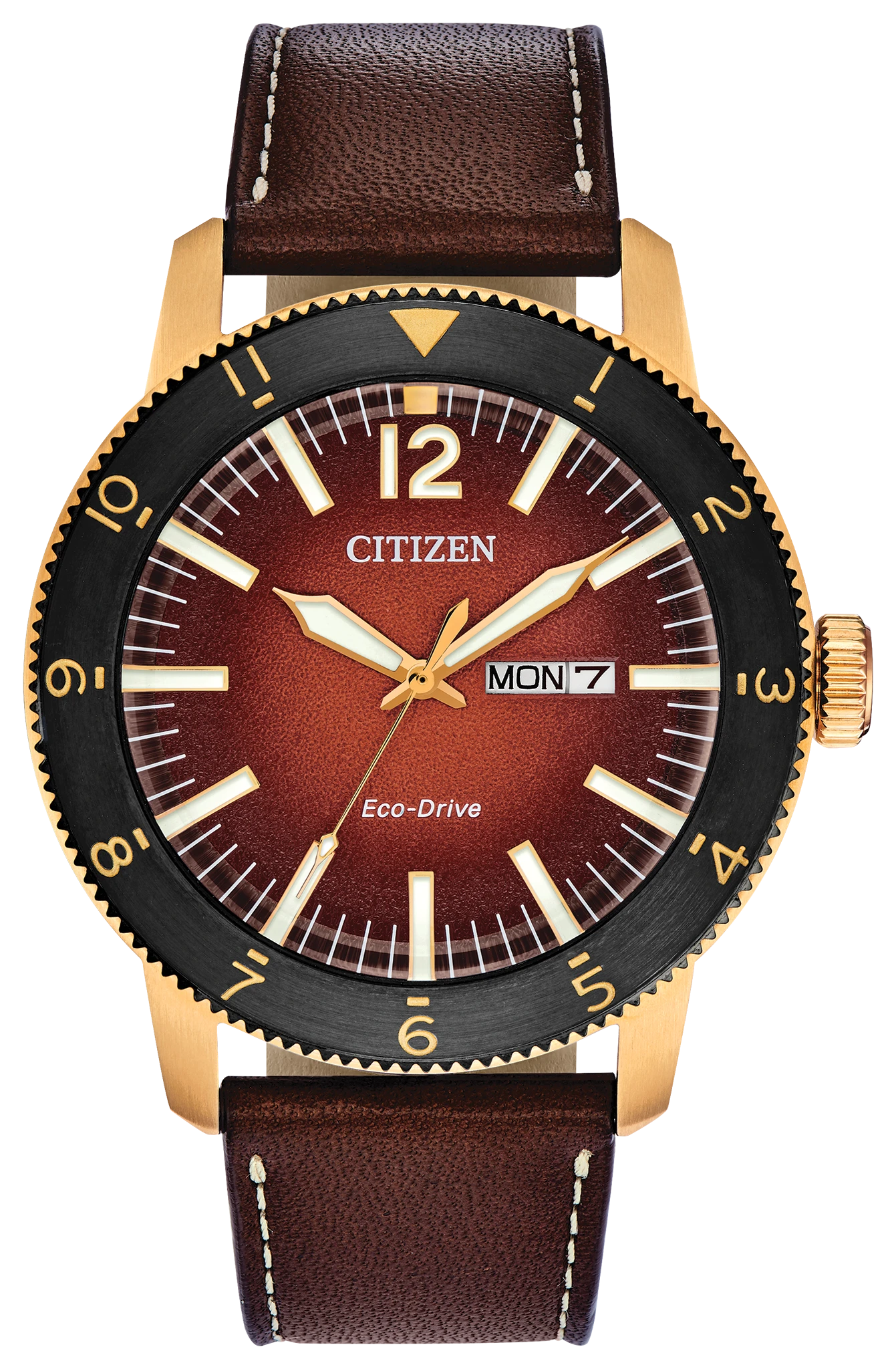 Citizen Vintage Brycen Eco-Drive Rose Gold Orange Dial Watch