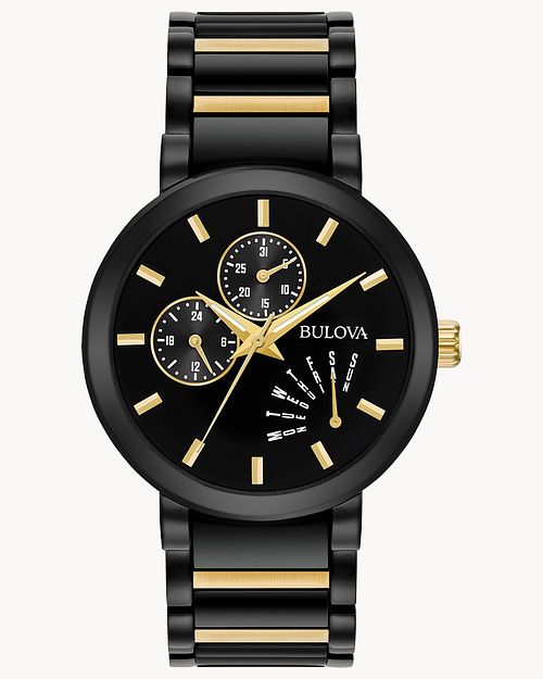 Bulova Futuro Men's Black Gold Accent Black Dial Modern Watch