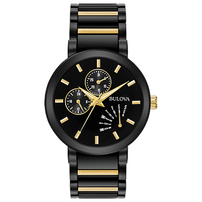 Bulova Futuro Men s Black Gold Accent Black Dial Modern Watch Bulova