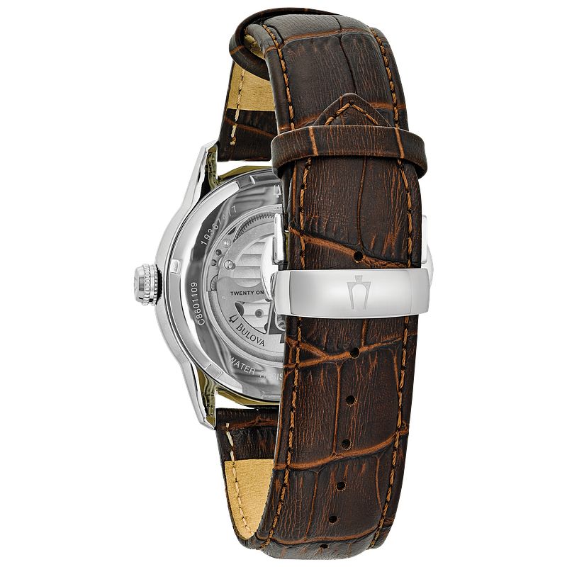 Bulova Classic Men's Brown Dial Brown Leather Stainless Steel Watch