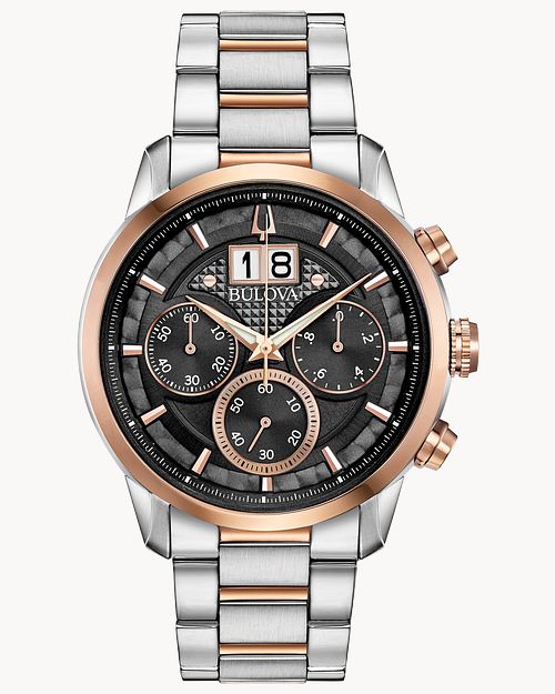 Bulova Sutton Silver Rose Gold Stainless Steel Watch Bulova
