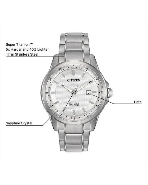 Chandler White Dial Super Titanium Bracelet AW1490 50A CITIZEN