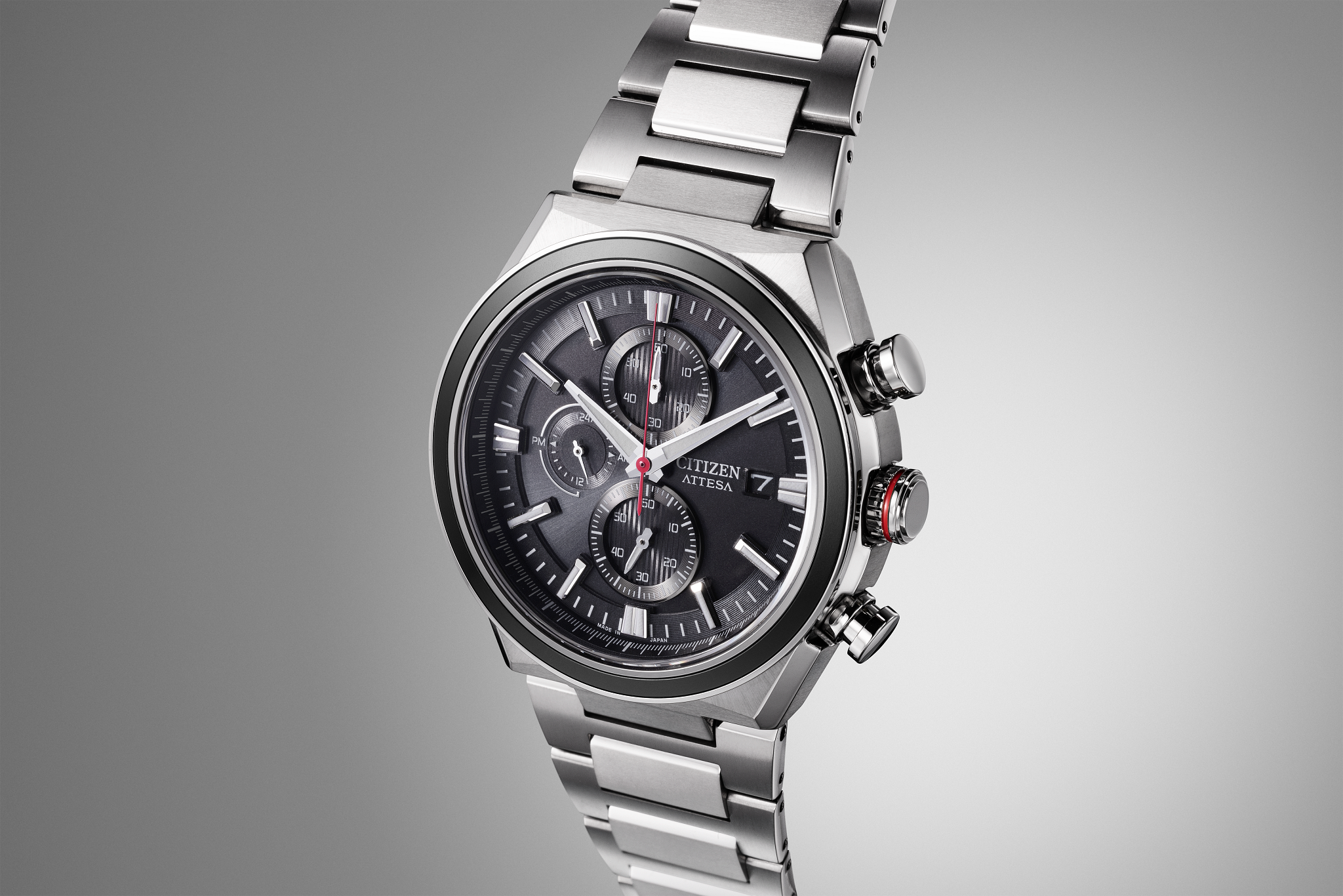 Attesa Black Dial Super Titanium Bracelet CA0836-68E | CITIZEN