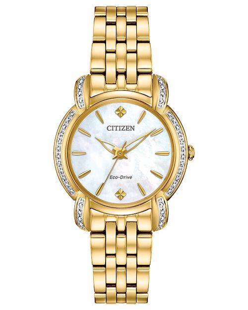 Jolie - Ladies Eco-Drive EM0692-54D Gold Diamond Watch | CITIZEN