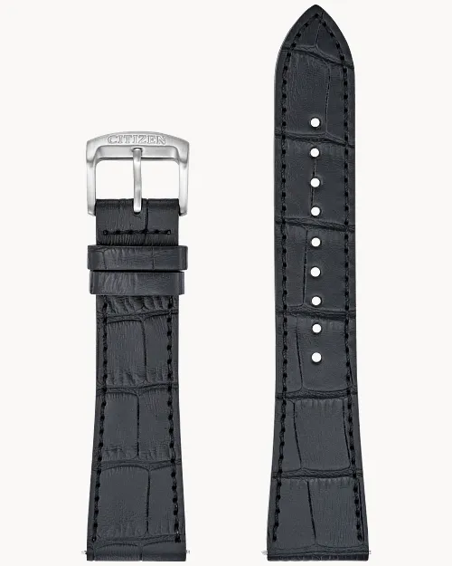 Black Croc-Embossed Leather Strap image number 0