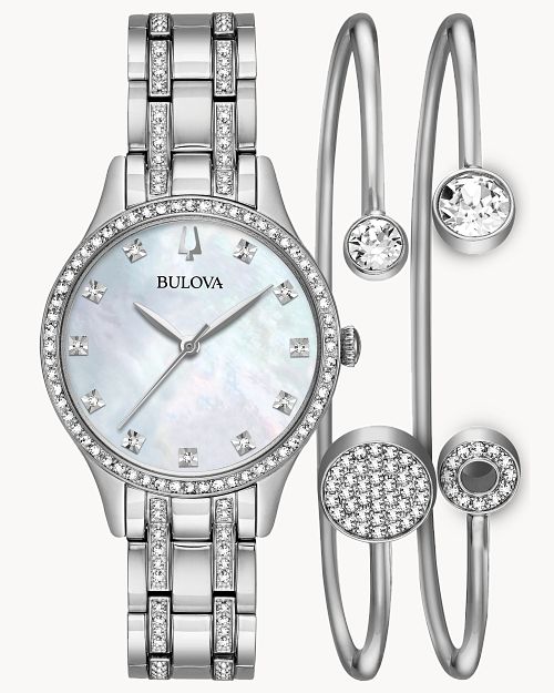 Bulova Crystal Women s Crystal White Dial Watch Bulova