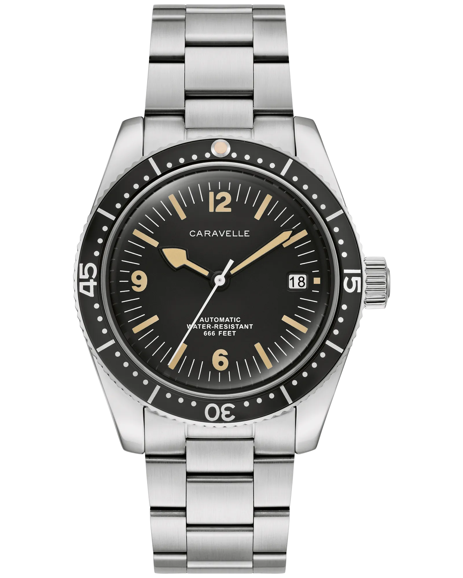Bulova Black Dial Stainless Steel Bracelet Vintage Sea Hunter 43B175 — Black