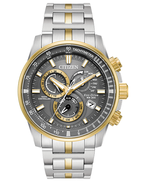 PCAT - Men's Eco-Drive AT4124-51H Two-Tone Silver Gold Watch | CITIZEN