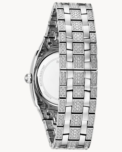 Bulova Phantom Silver Crystal White Dial Watch Bulova