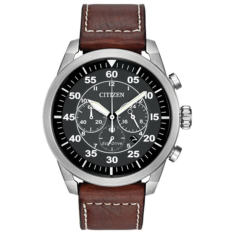 Avion Vintage - Men's Eco-Drive CA4210-24E Brown Leather Watch