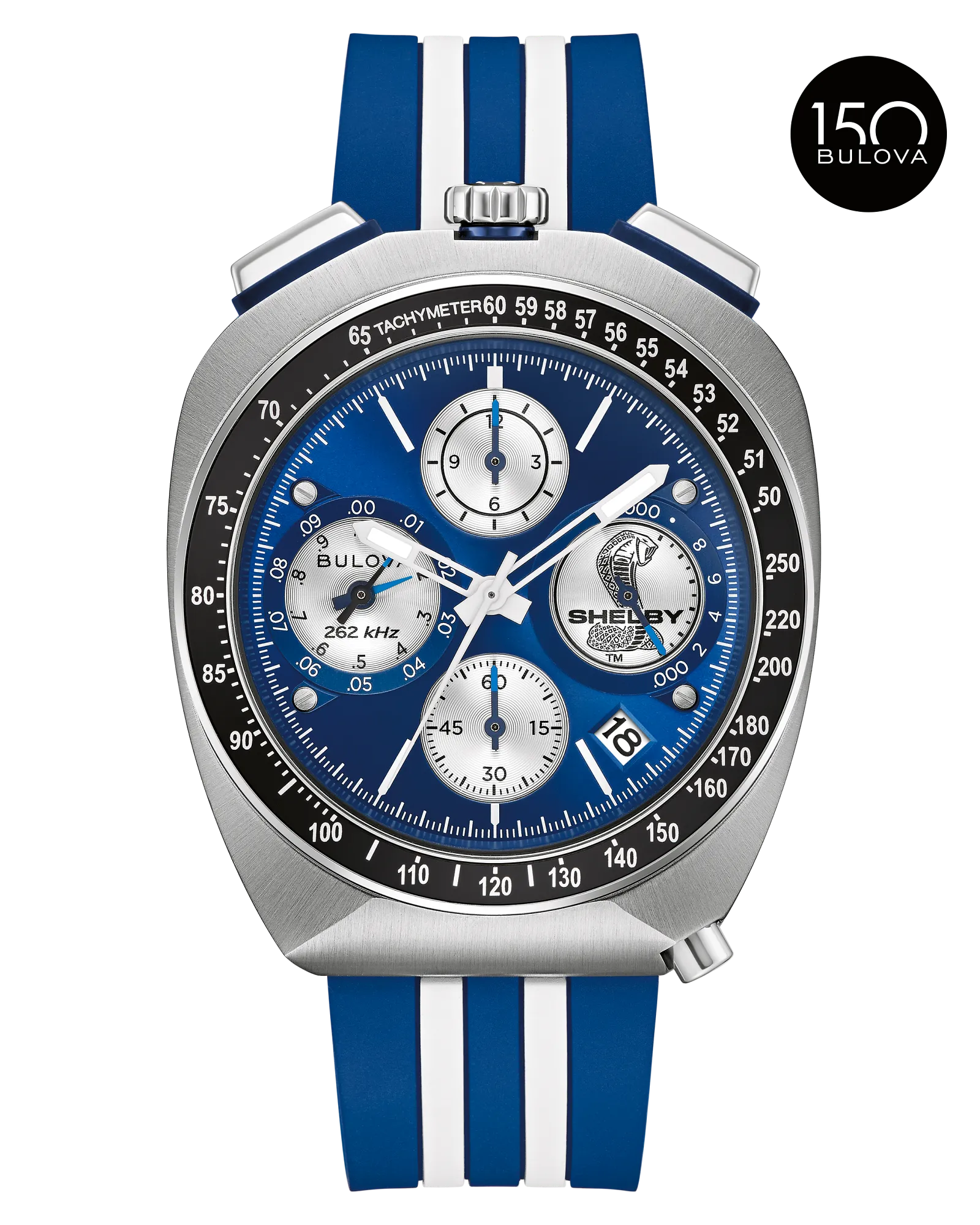 Bulova Blue Dial HNBR Rubber SHELBY Racer Chronograph 98B452 — Blue