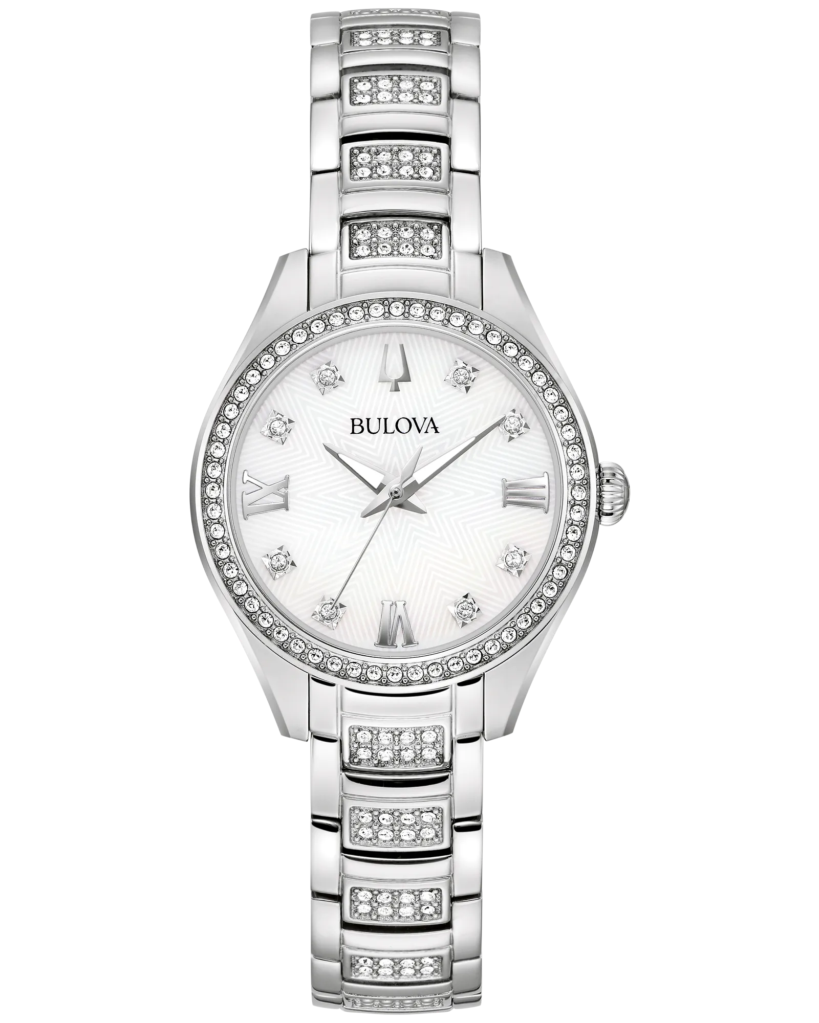 Bulova White Dial Stainless Steel Bracelet Crystal 96L311 — White