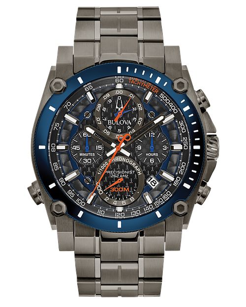 Bulova Icon | Blue Precisionist Grey Stainless Dial Watch Steel Bulova