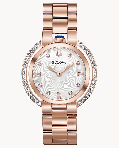 Bulova Rubaiyat Women s Rose Gold White Dial Diamond Watch Bulova