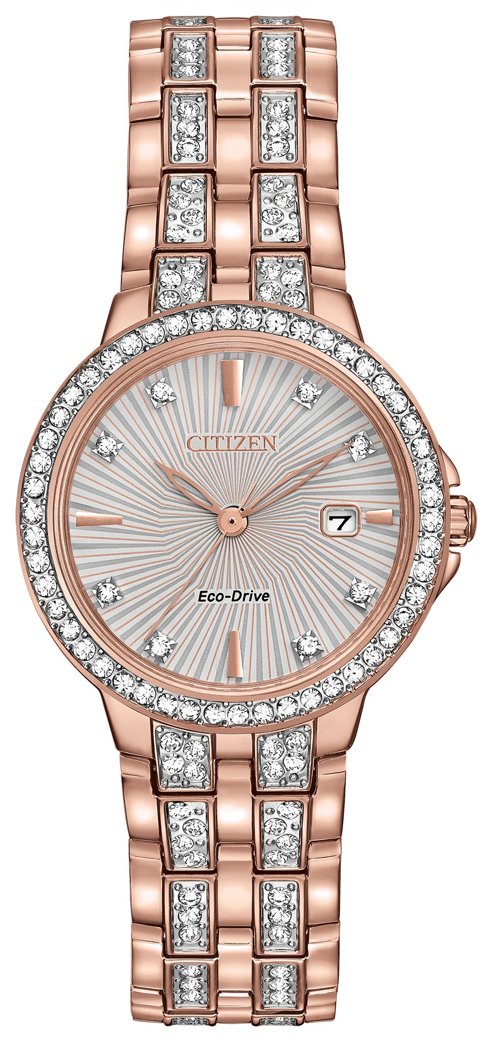 au maison Silhouette Crystal - Ladies Eco-Drive EW2348-56A Gold Watch