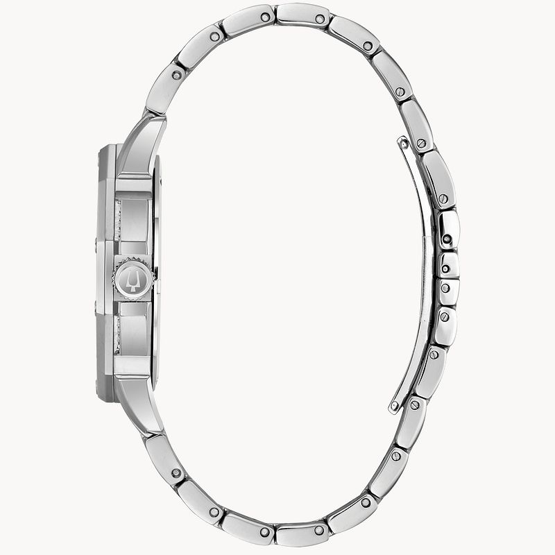 Bulova Octava Silver Diamond Stainless Steel Crystal Watch Bulova