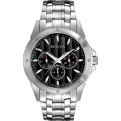 Men s Black Patterned Dial 96C107 Quartz Classic Watch Bulova