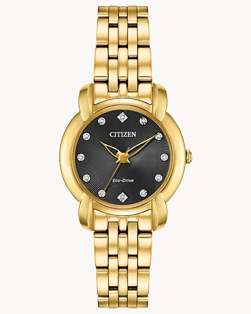★レア逆輸入★Citizen Jolie Eco Drive Ladies Watch Jolie - Ladies Eco-Drive EM0712-59E Black Face Diamond Watch