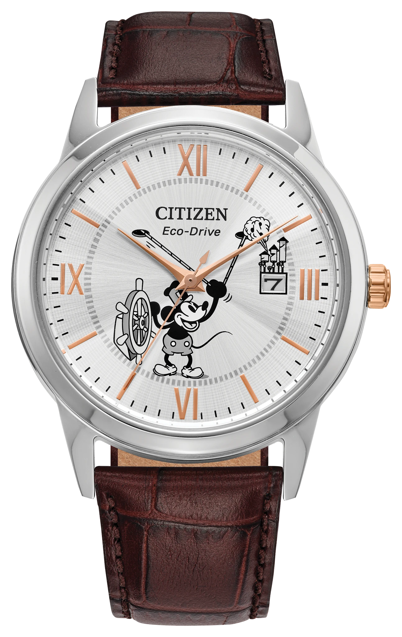 au maison Steamboat Willie 1928 Silver-Tone Dial Leather Strap AW1788-07W