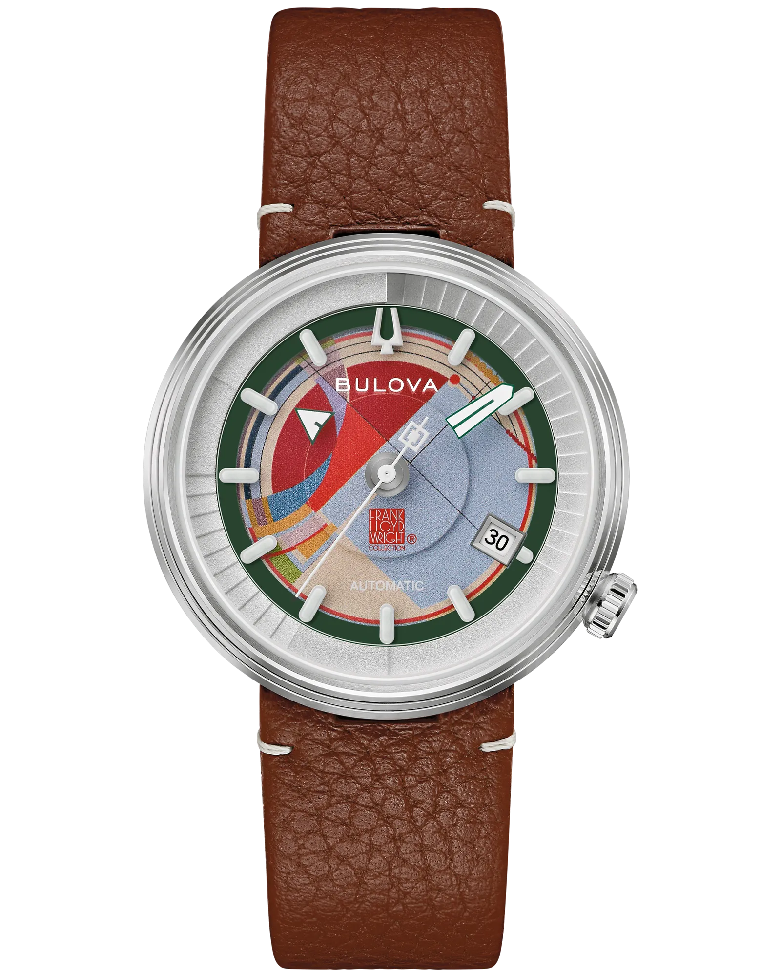 Bulova Green Dial Leather Strap David and Gladys Wright House 96B486 — Green