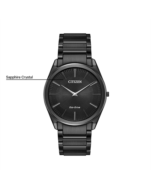 Stiletto - Men's Eco-Drive AR3075-51E Sleek Black Steel Watch