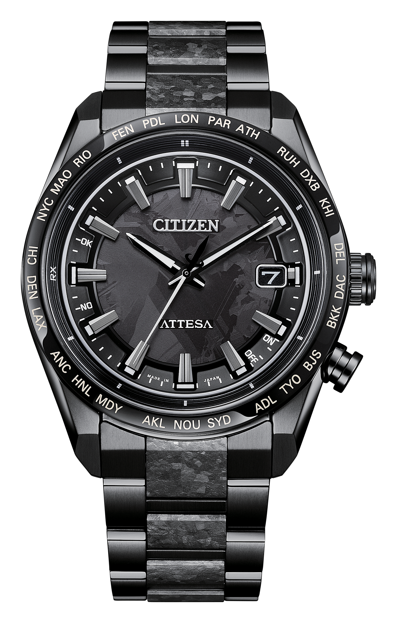ATTESA HAKUTO-R Black Dial Super Titanium with DLC Coating 