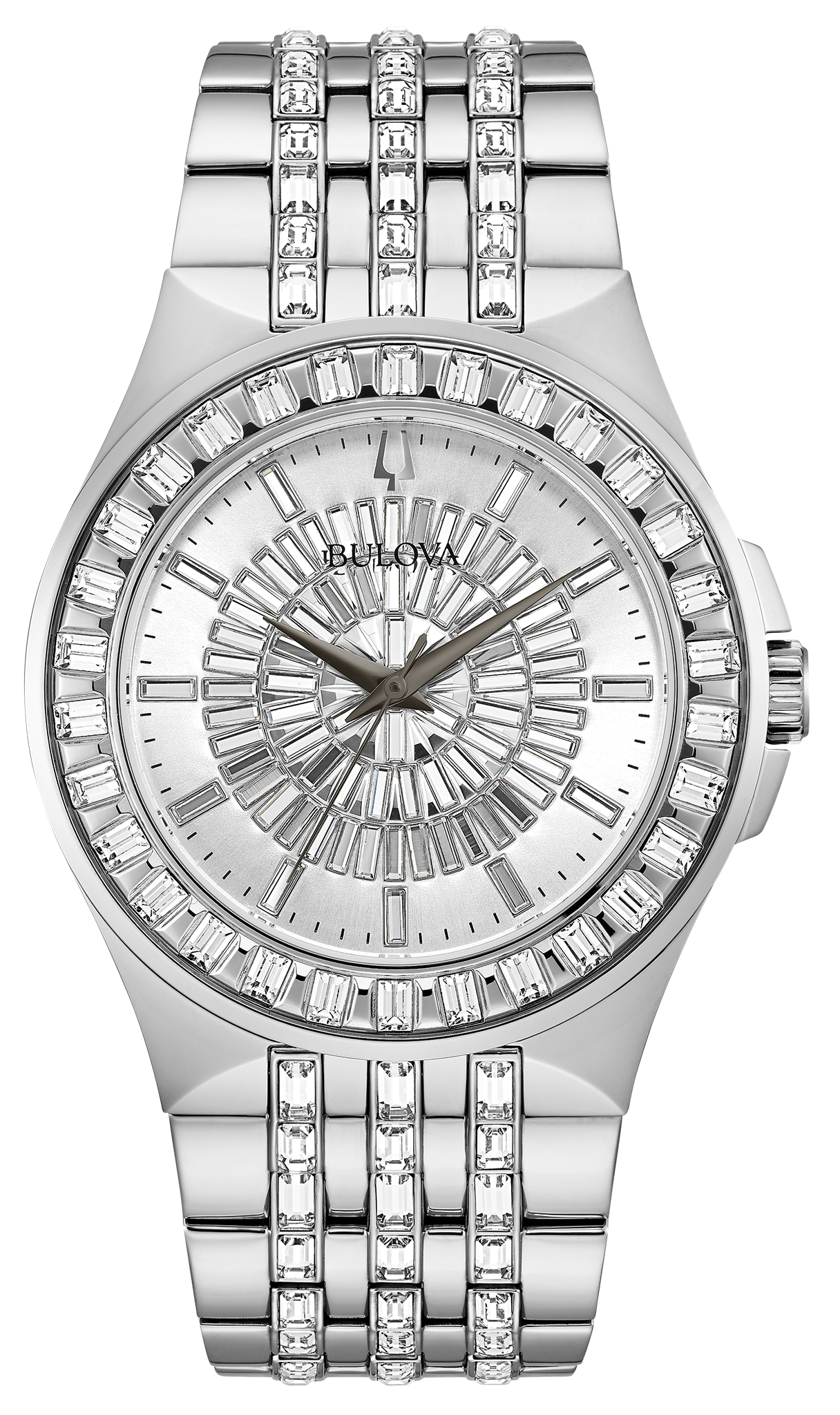 Ladies' Bulova Silver-Tone Heart-Link Crystal Watch