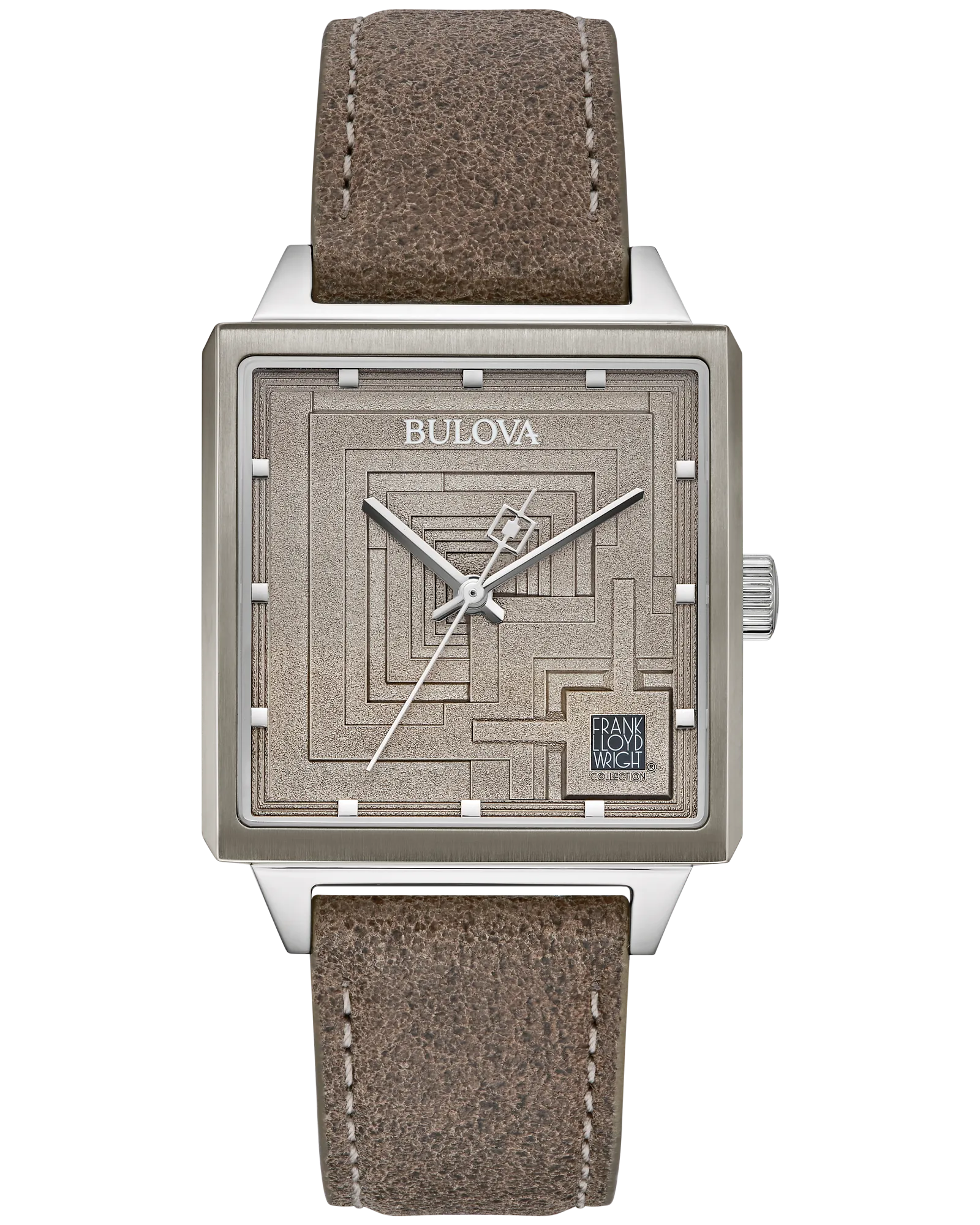 Bulova Gray Dial Leather Strap Ennis House 96A314 — Gray