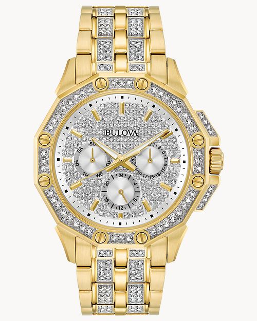 Bulova men's gold diamond best sale watches