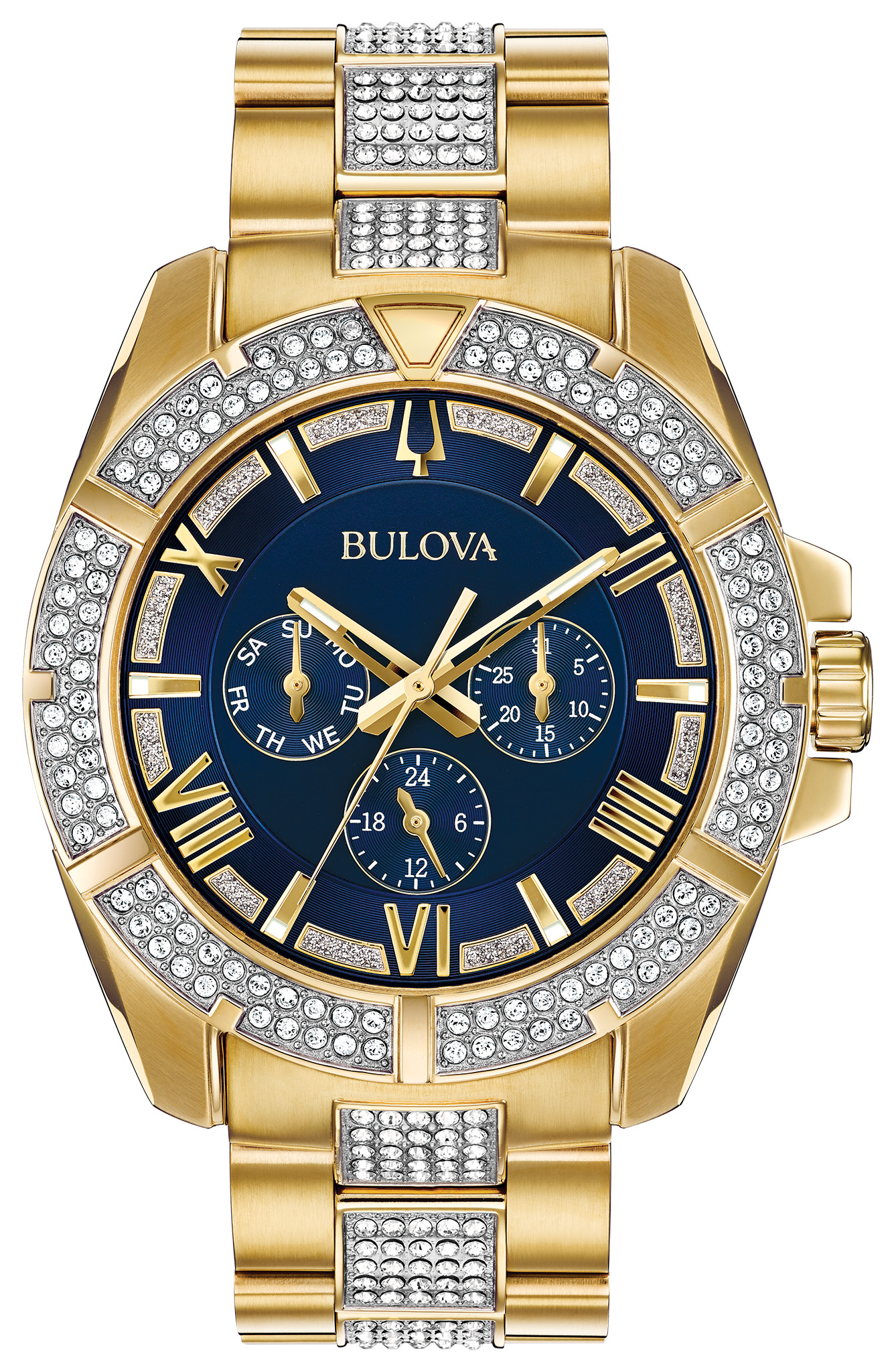 Bulova Quadra Women's Gold Champagne Dial Diamond Watch | Bulova