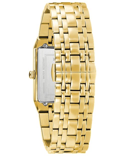 Bulova Quadra Women's Gold Champagne Dial Diamond Watch | Bulova