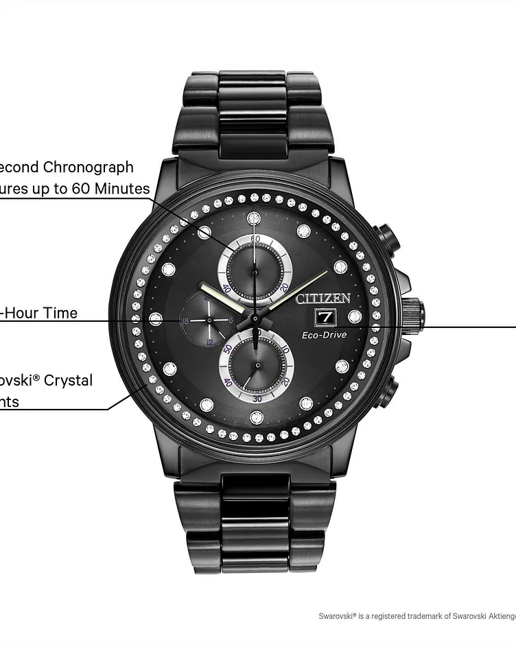 Chandler Black Dial Stainless Steel Bracelet FB3005-55E CITIZEN