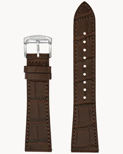 Brown Croc-Embossed Leather Strap image number 0