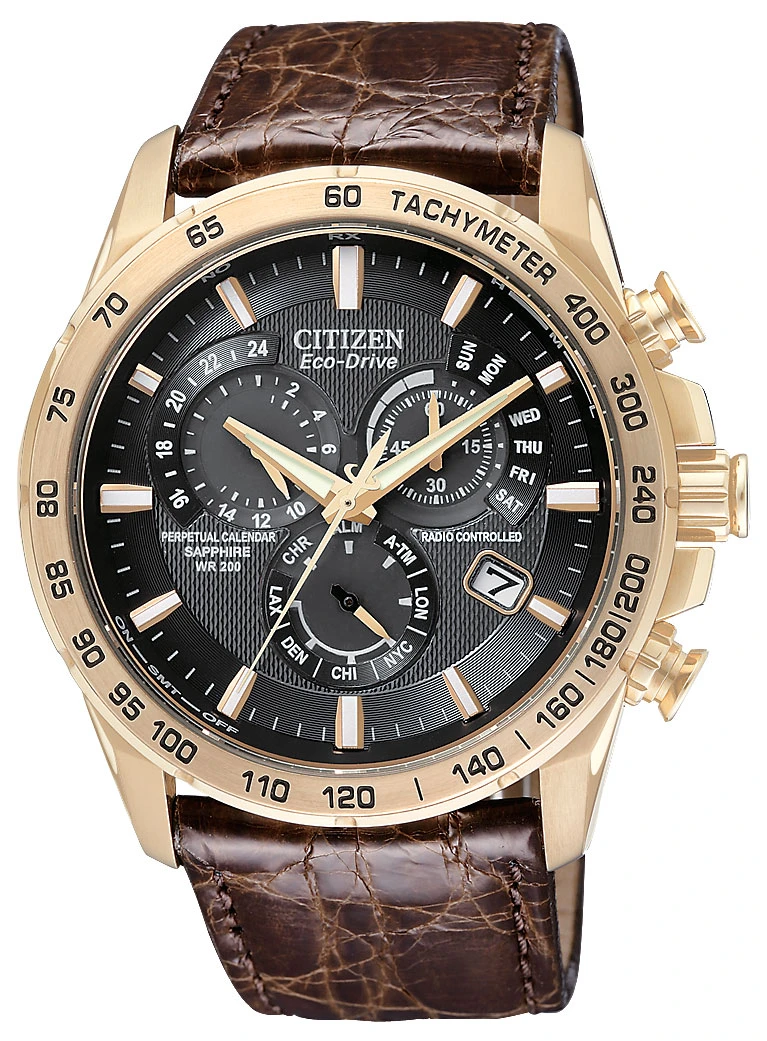 PCAT Black Dial Genuine Crocodile Strap AT4003-04E | CITIZEN