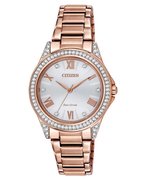 POV - Ladies Eco-Drive Pink Gold Crystal Watch | CITIZEN