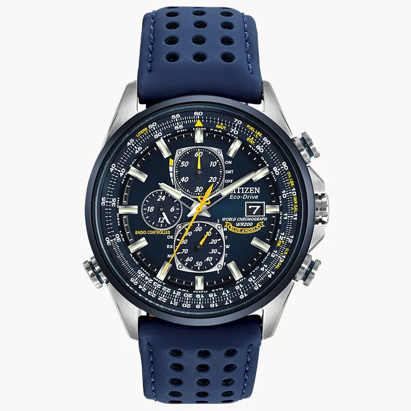 World Chronograph A-T Men's Eco-Drive AT8020-03L Blue Watch