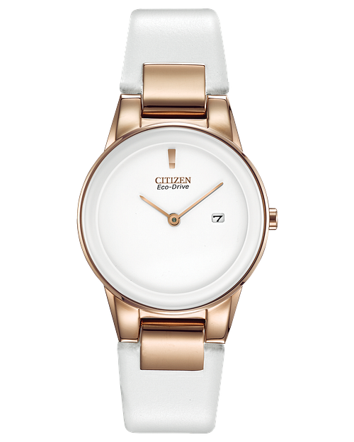 Axiom Ladies Eco Drive GA1053 01A White Leather Strap Watch CITIZEN