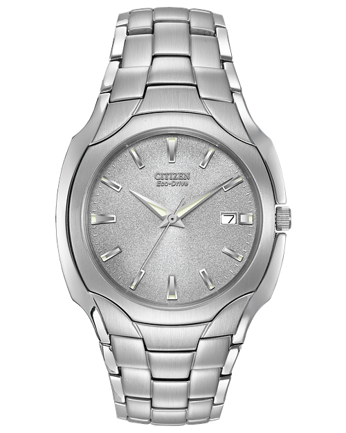 Paradigm Men s Eco Drive Silver Stainless Steel Date Watch CITIZEN