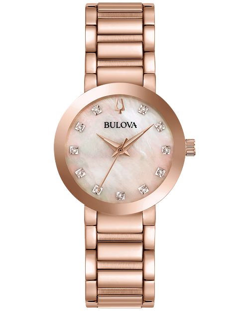 Bulova Maquina Women's Rose Gold Diamond Stainless Steel Watch 