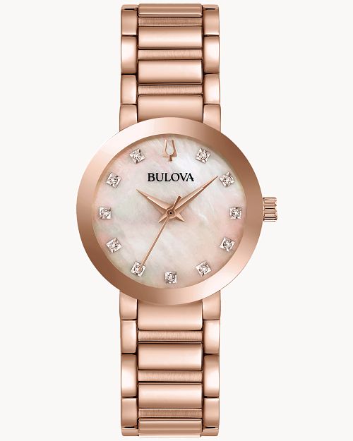 Bulova Maquina Women s Rose Gold Diamond Stainless Steel Watch