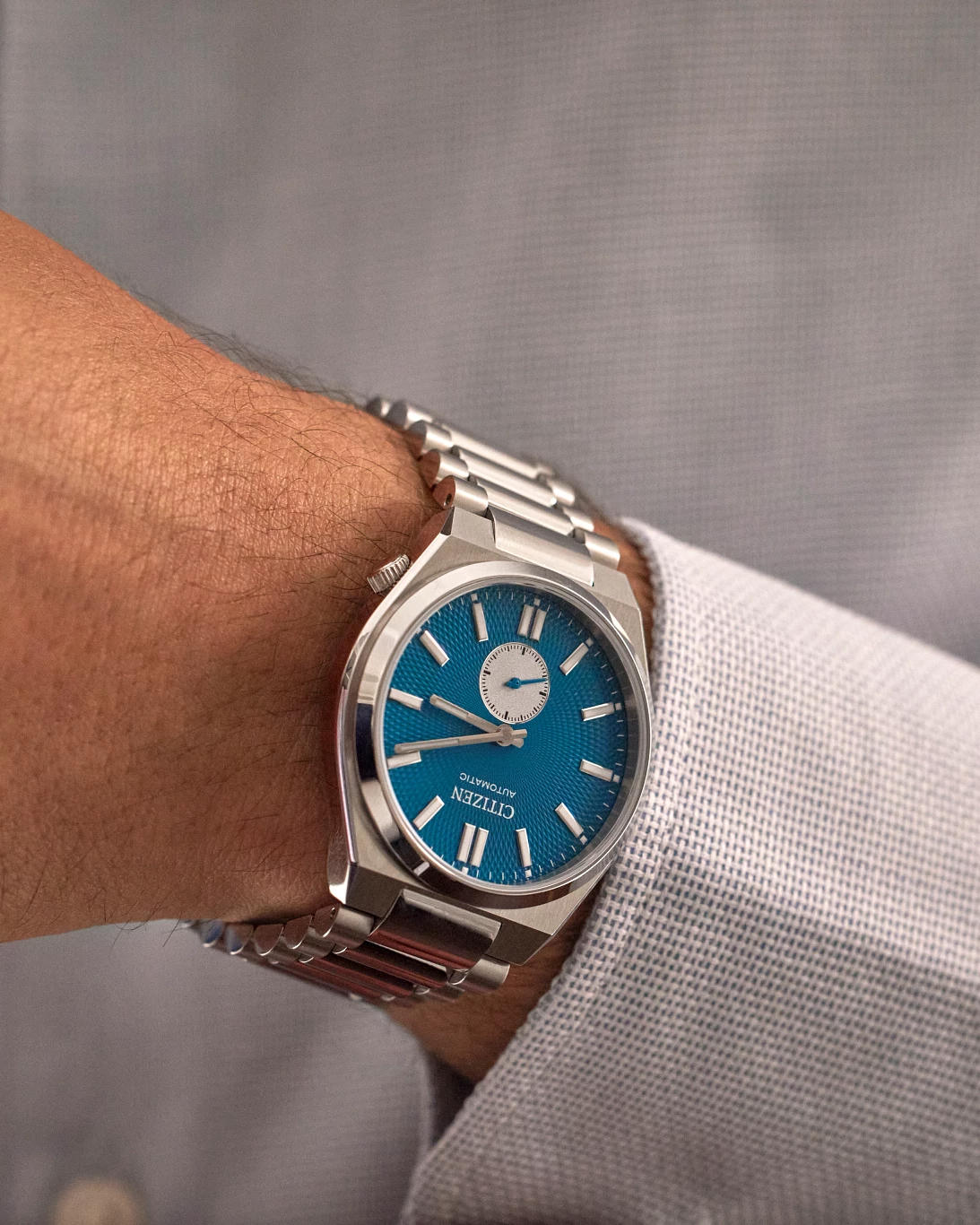 TSUYOSA Small Second Blue Dial Stainless Steel Bracelet NK5010-51L  