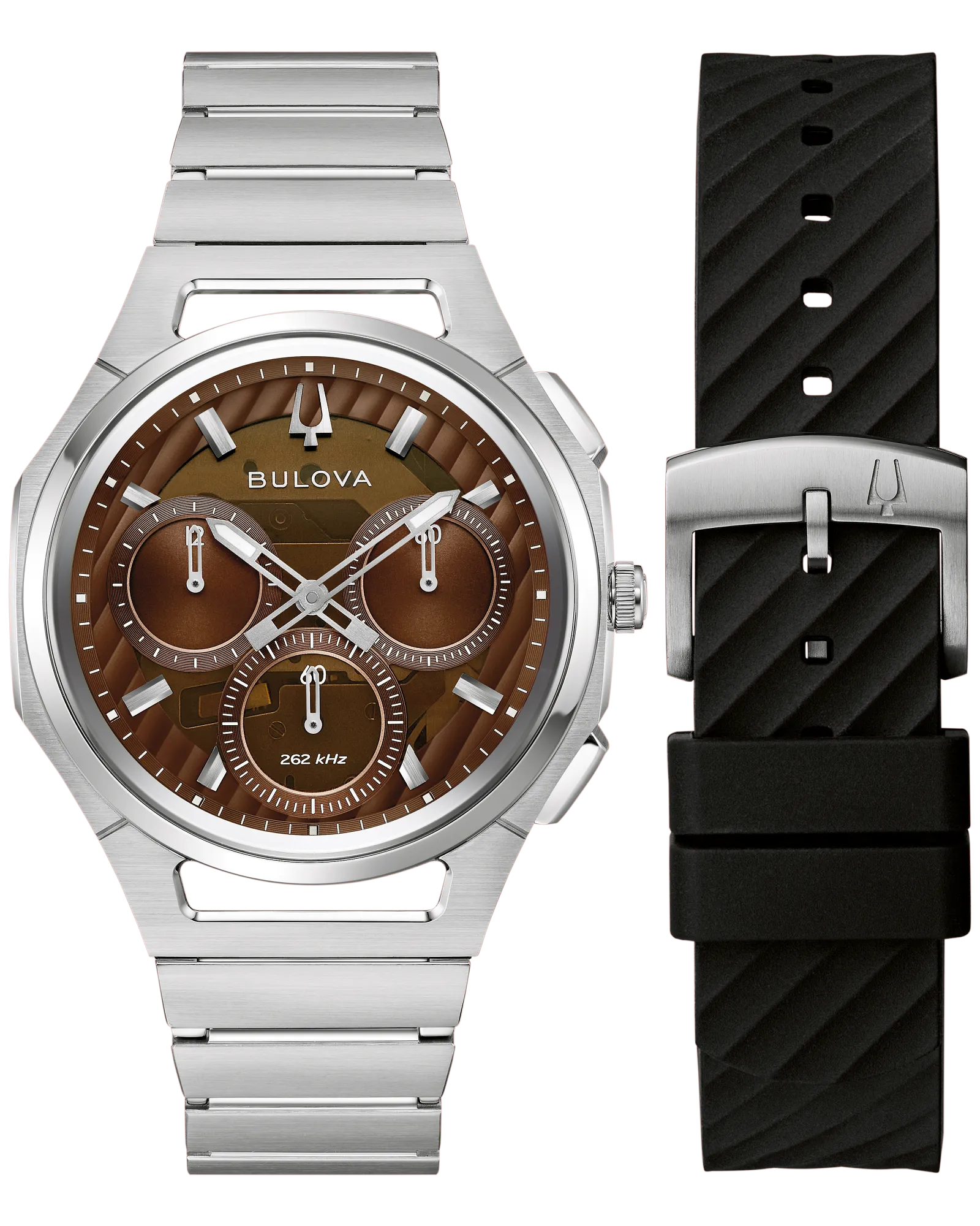 Bulova Brown Dial Stainless Steel Bracelet CURV 96K117 — Brown