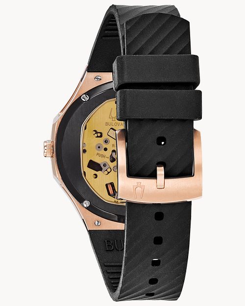 Bulova CURV Women s Rose Gold Diamond Black Watch Bulova