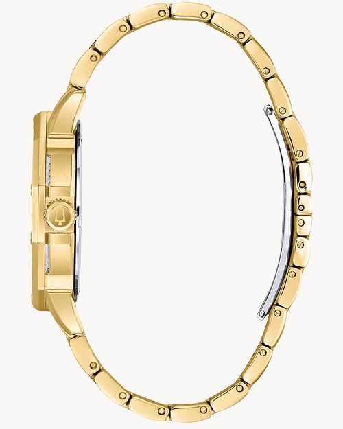 Bulova Octava Men s Gold Pav Dial Crystal Watch Bulova