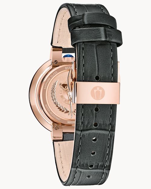 Bulova rose gold watch 2025 leather band