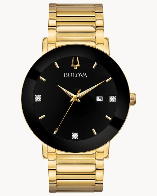 Bulova men's gold diamond best sale watches