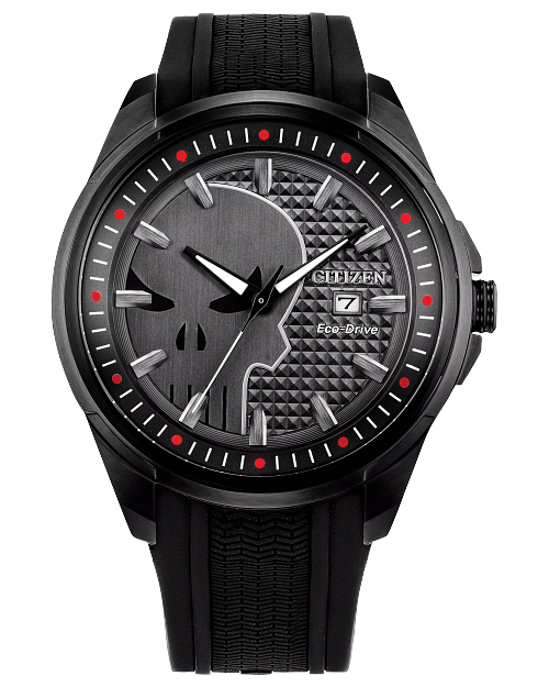 Punisher Black Dial Polyurethane Strap AW1609 08W CITIZEN