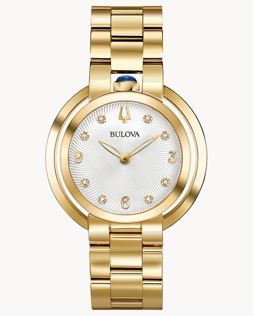 Bulova Rubaiyat Women s Gold White Dial Diamond Watch Bulova