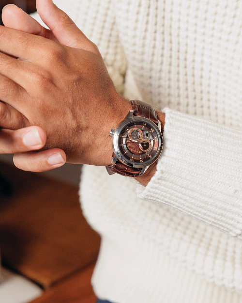 Bulova Classic Men s Brown Dial Brown Leather Stainless Steel Watch Bulova